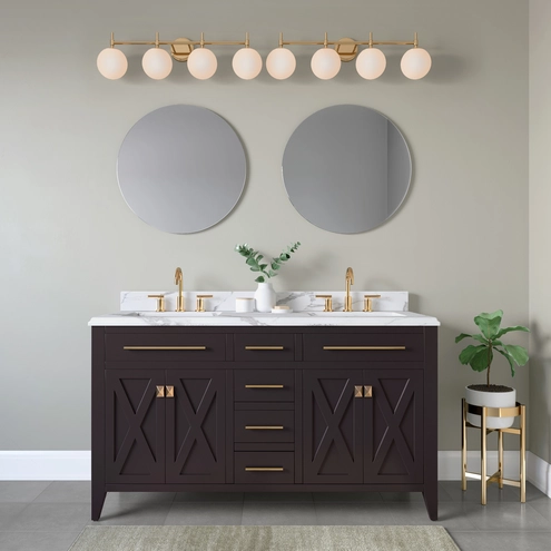 None 4 Light 33 inch Modern Gold Bathroom Vanity Light Wall Light